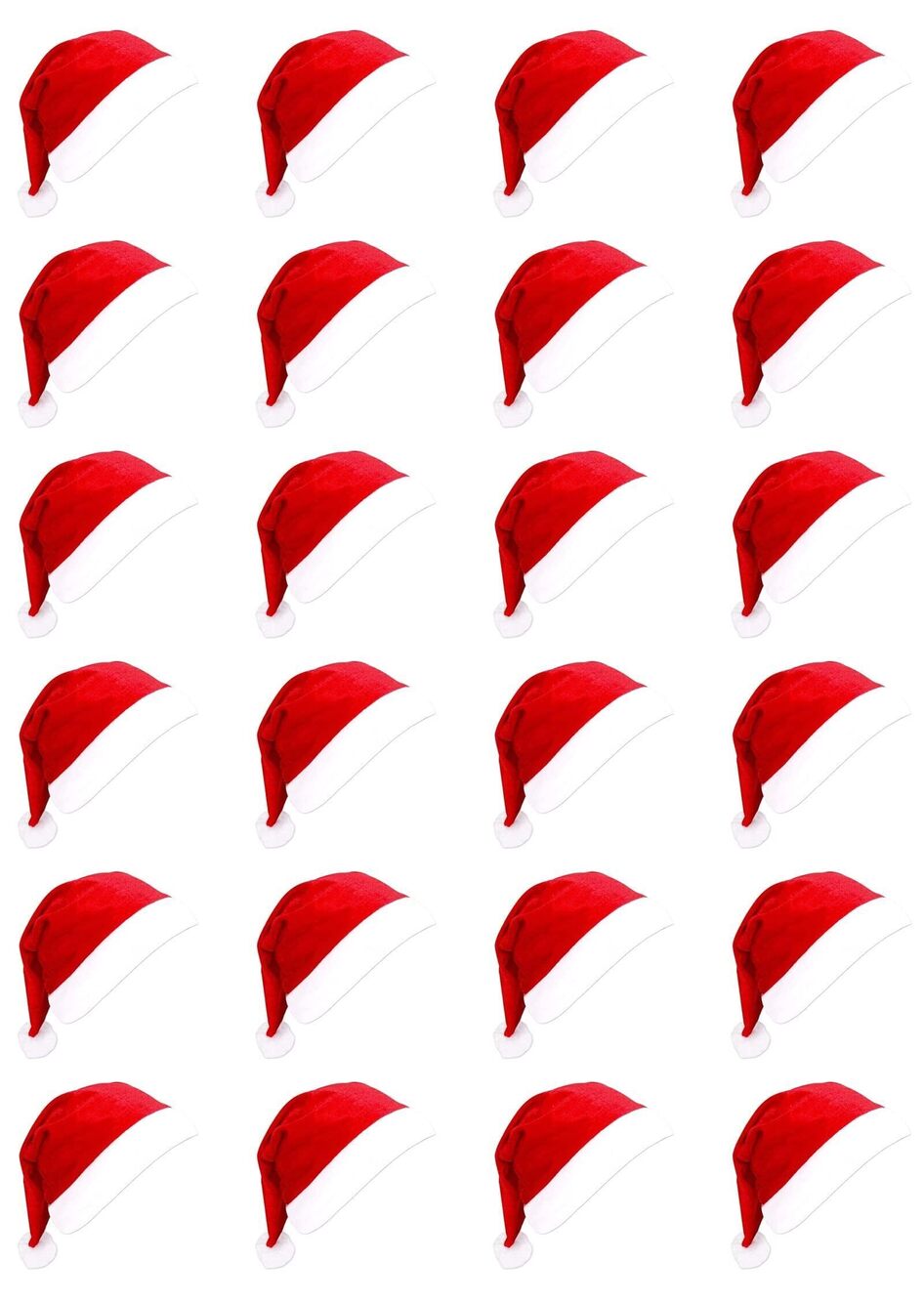 1646 24pcs Comfortable Santa Hats Adult Bulk - Red Classic Santa Claus Hat